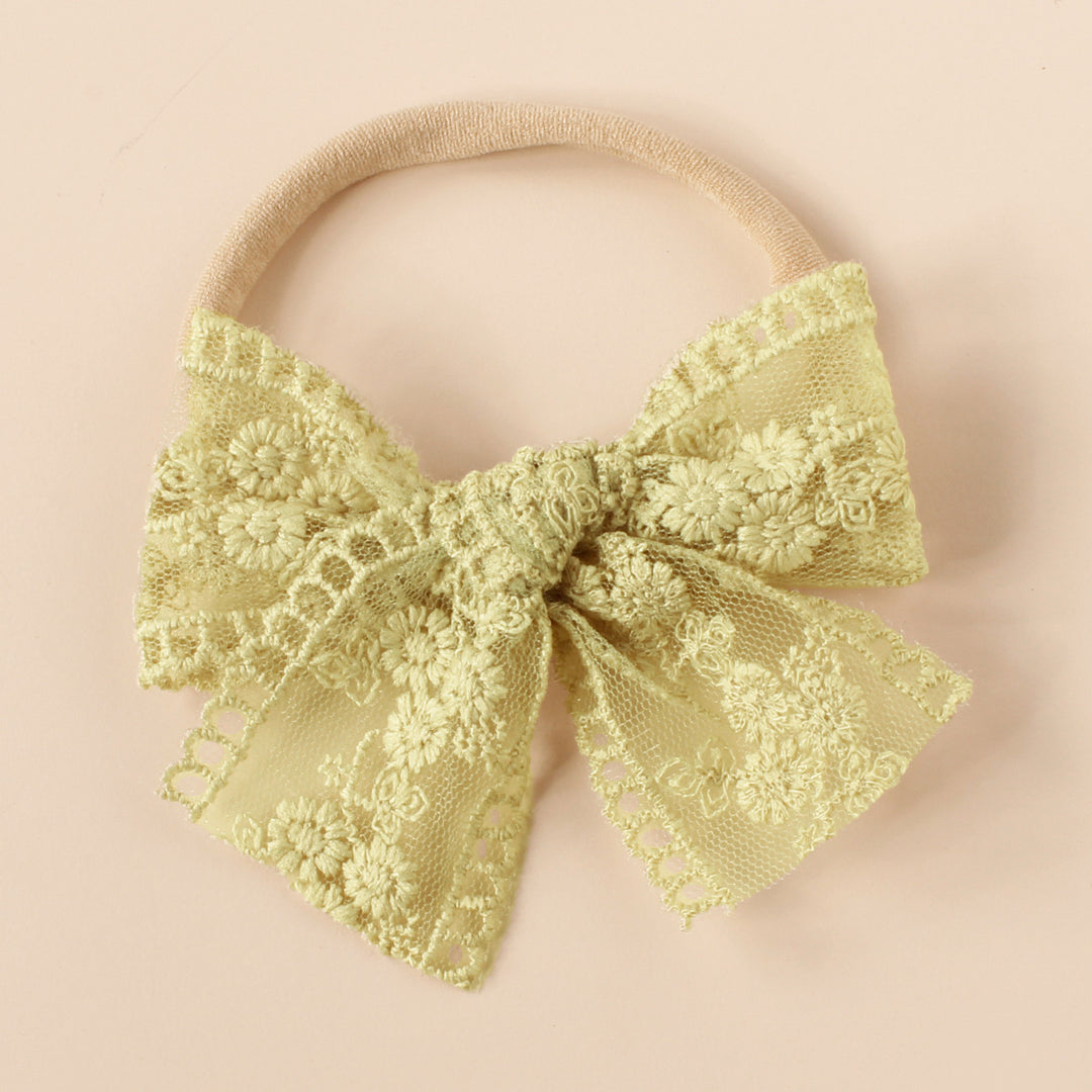 Cotton lace hair bow headband