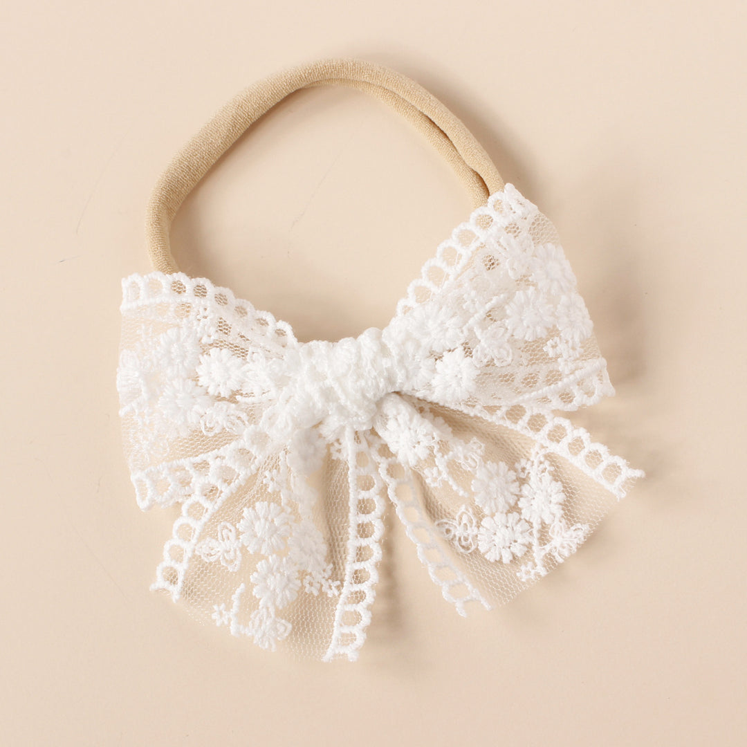 Cotton lace hair bow headband