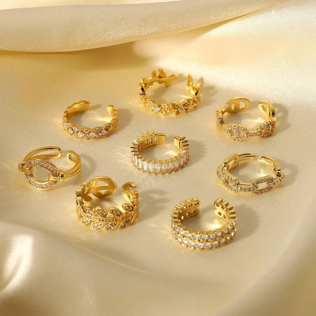 Gold plated engagement moissanite diamond ring