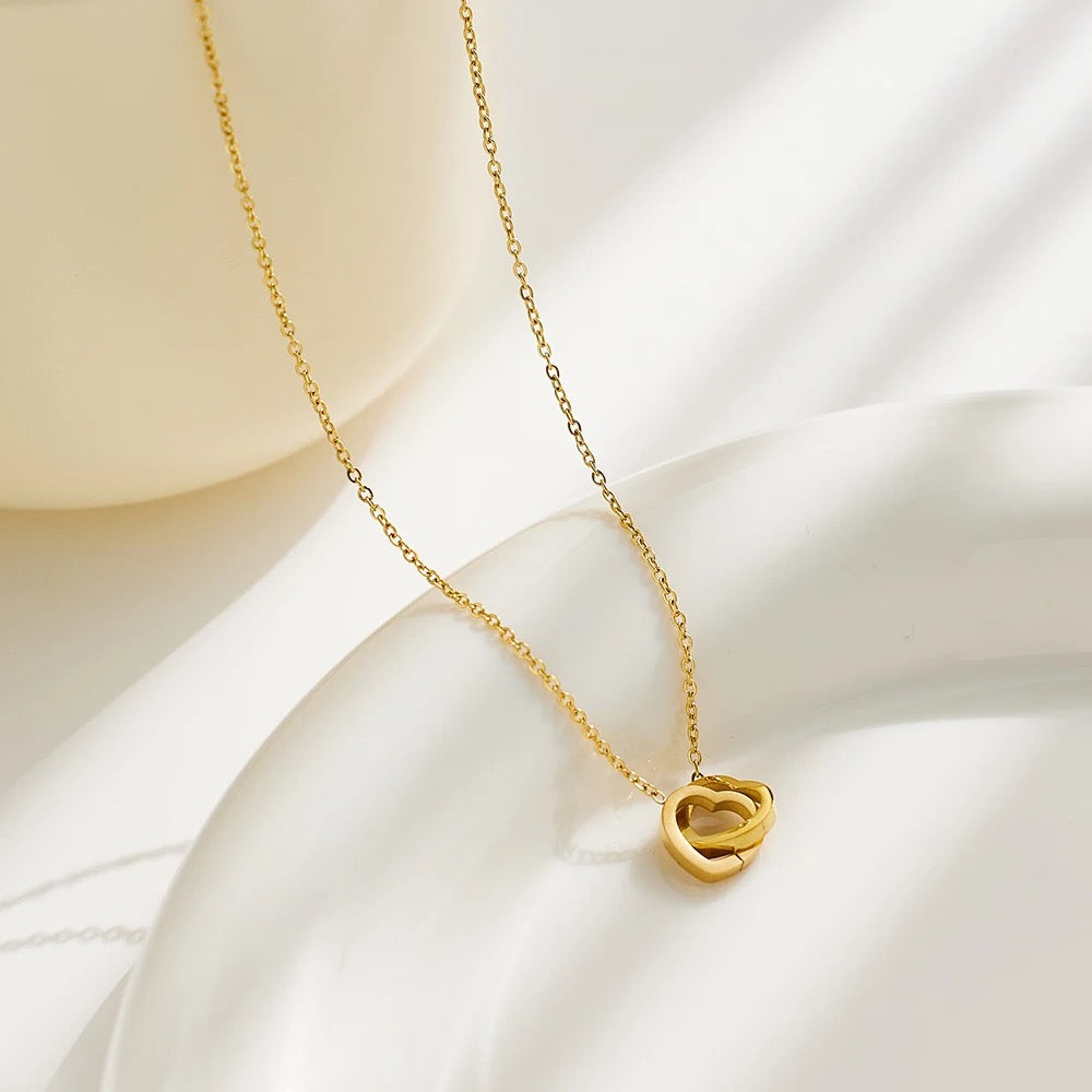 Double love collarbone chain