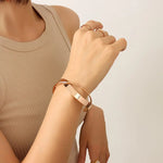 Load image into Gallery viewer, Rosegold wave intersect lrregular twisted open bangle
